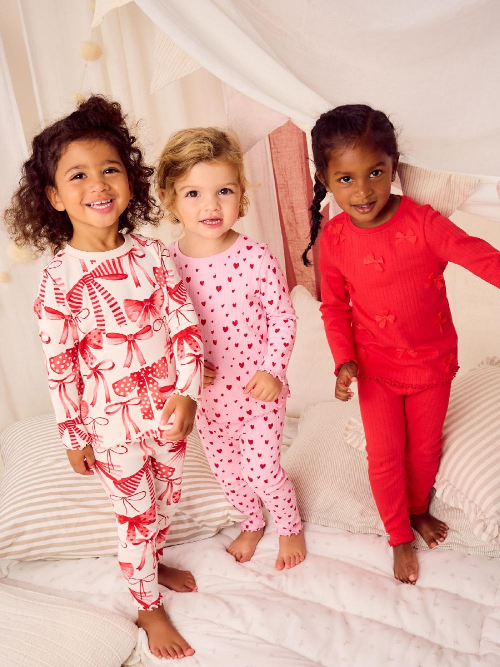 seraphine Red Bow/ Heart Snuggle Pyjamas 3 Pack (9mths-16yrs)