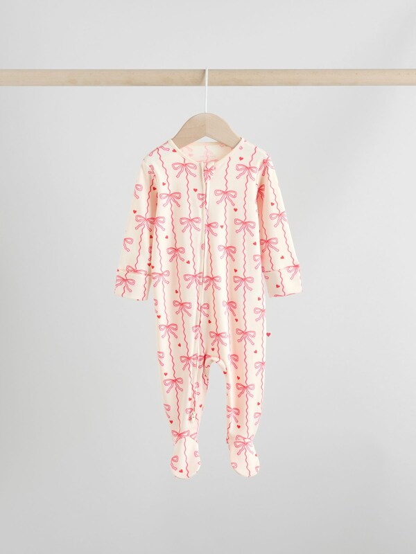 Seraphine Red Bow Two Way Zip Sleepsuits 3 Pack (0-2yrs)