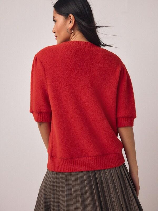 Seraphine Red Cosy Short Sleeve Hearts And Valentines Button Cardigan