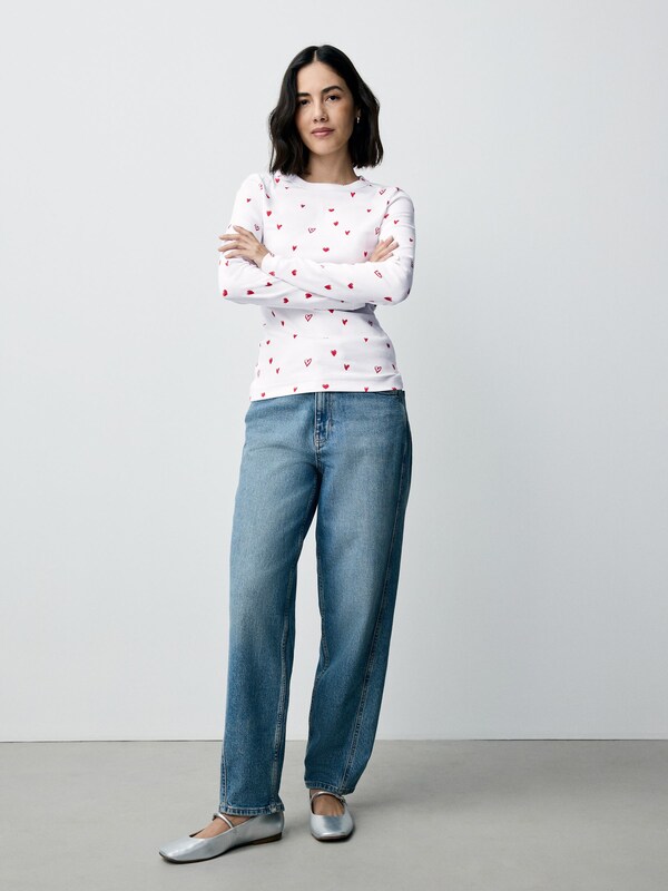 Seraphine Red/Ecru Valentine's Multi Heart Graphic Long Sleeve Crew Neck Tops 2 Pack