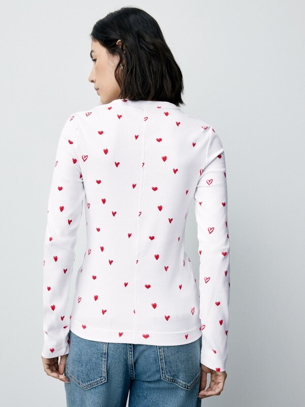 Seraphine Red/Ecru Valentine's Multi Heart Graphic Long Sleeve Crew Neck Tops 2 Pack