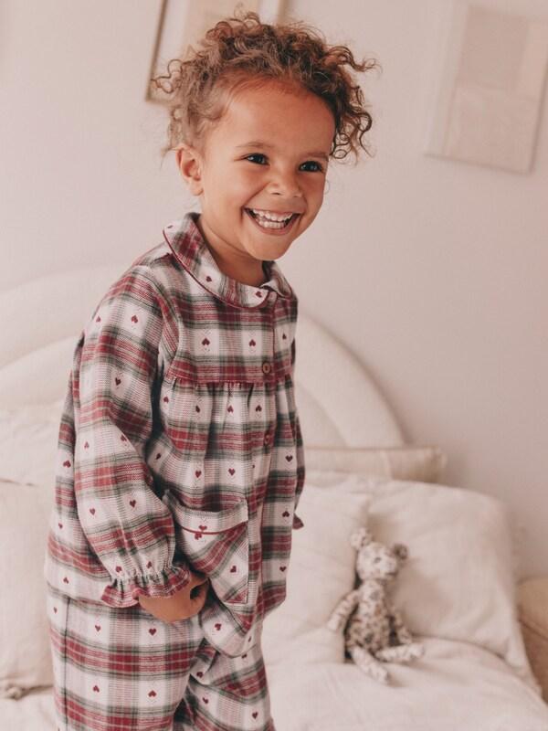 Seraphine Red/Green Heart Print Woven Button Through Pyjamas (9mths-12yrs)