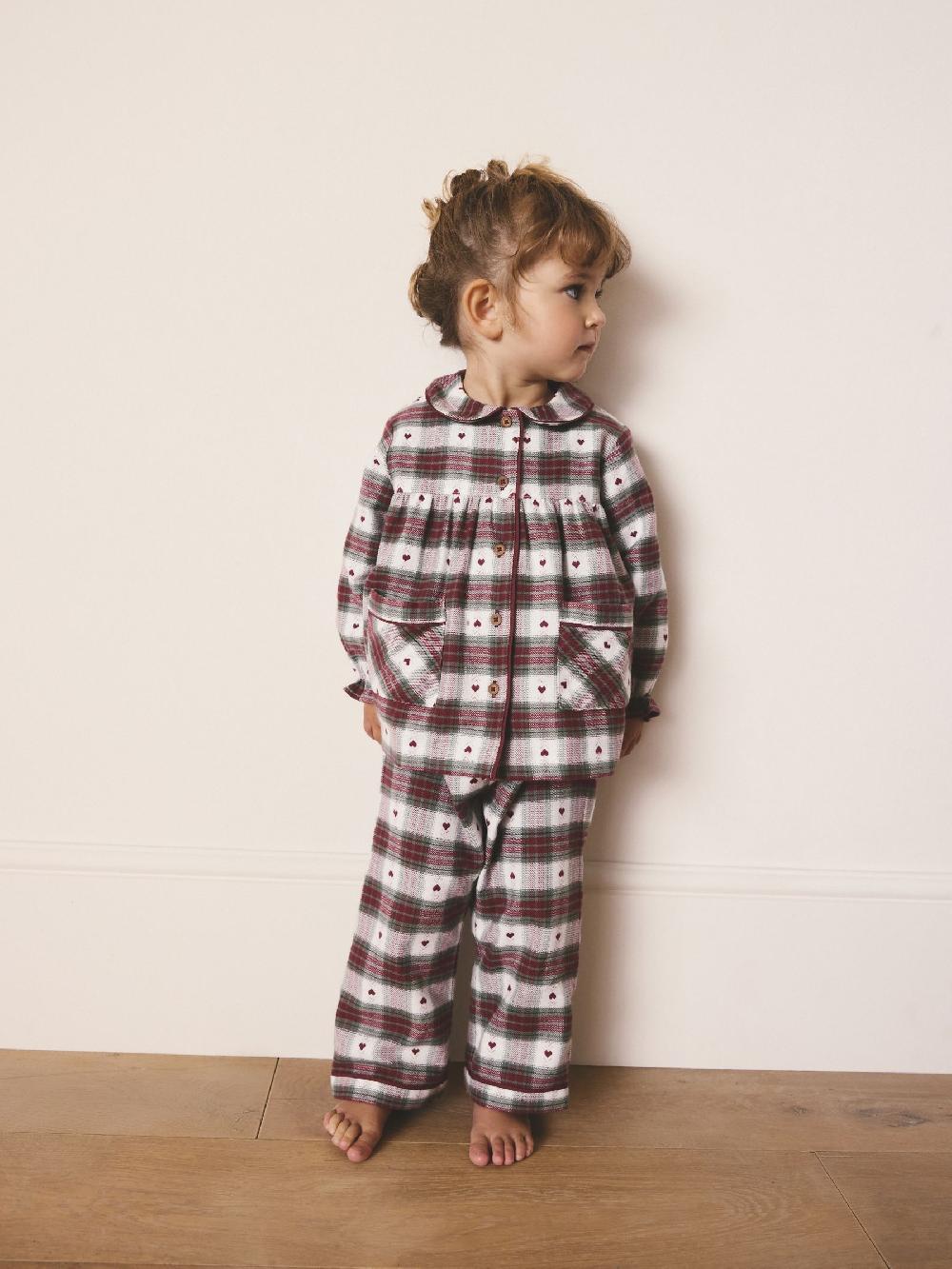 seraphine Red/Green Heart Print Woven Button Through Pyjamas (9mths-12yrs)