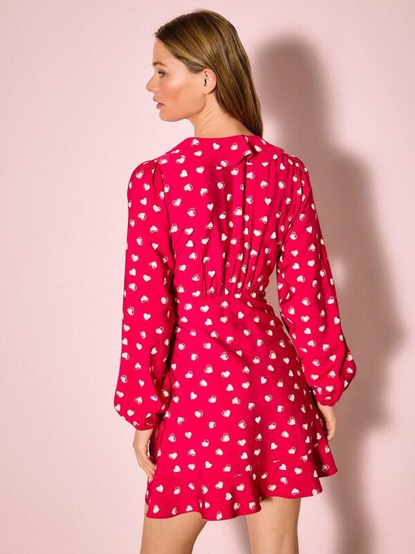 Seraphine Red Heart Print Long Sleeve Mini Wrap Dress