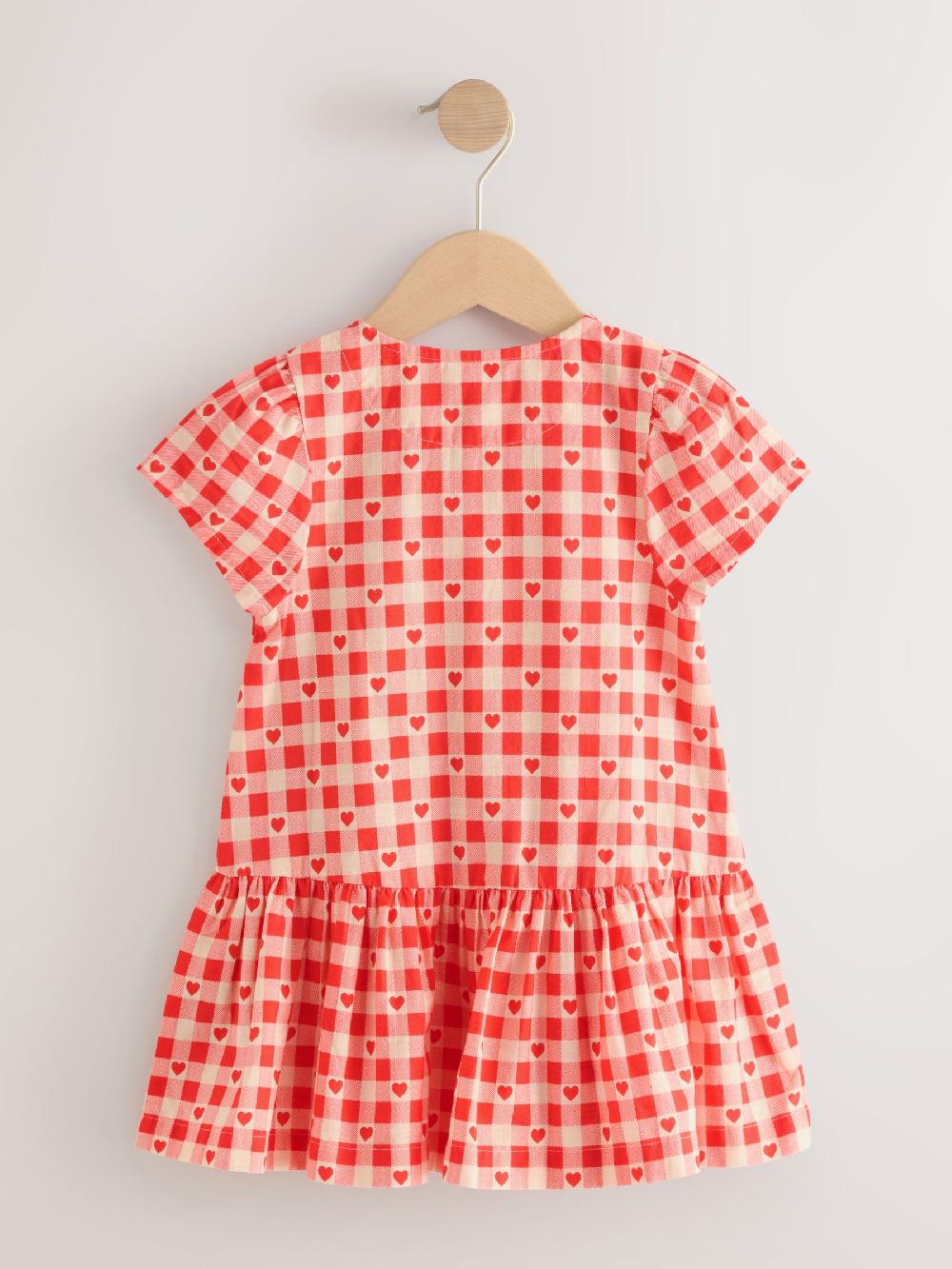 seraphine Red Heart Short Sleeve Cotton Dress (3mths-8yrs)