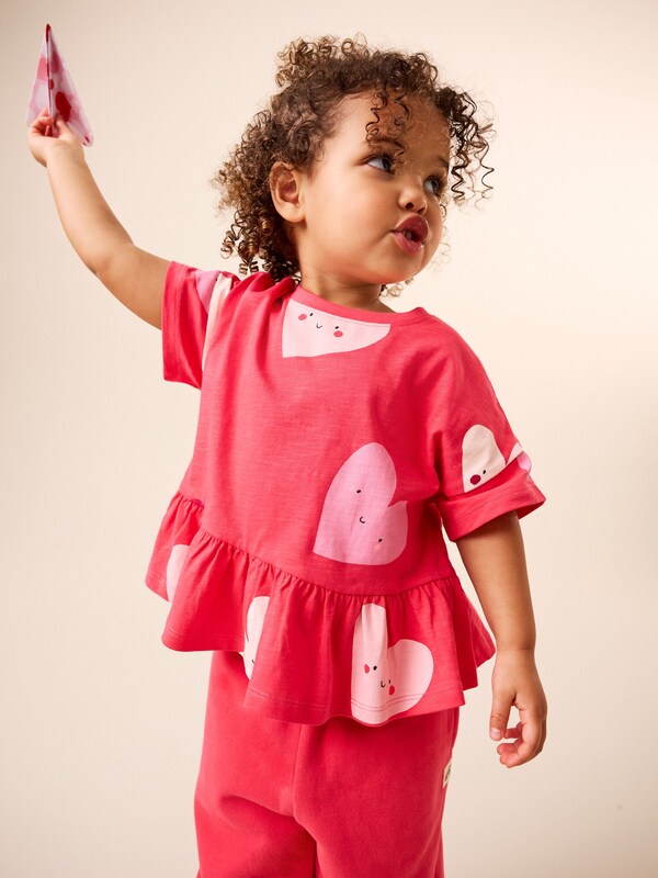 Seraphine Red Heart Short Sleeve Peplum T-Shirt (3mths-7yrs)