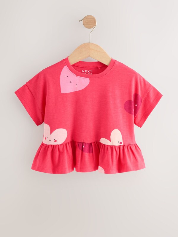 Seraphine Red Heart Short Sleeve Peplum T-Shirt (3mths-7yrs)