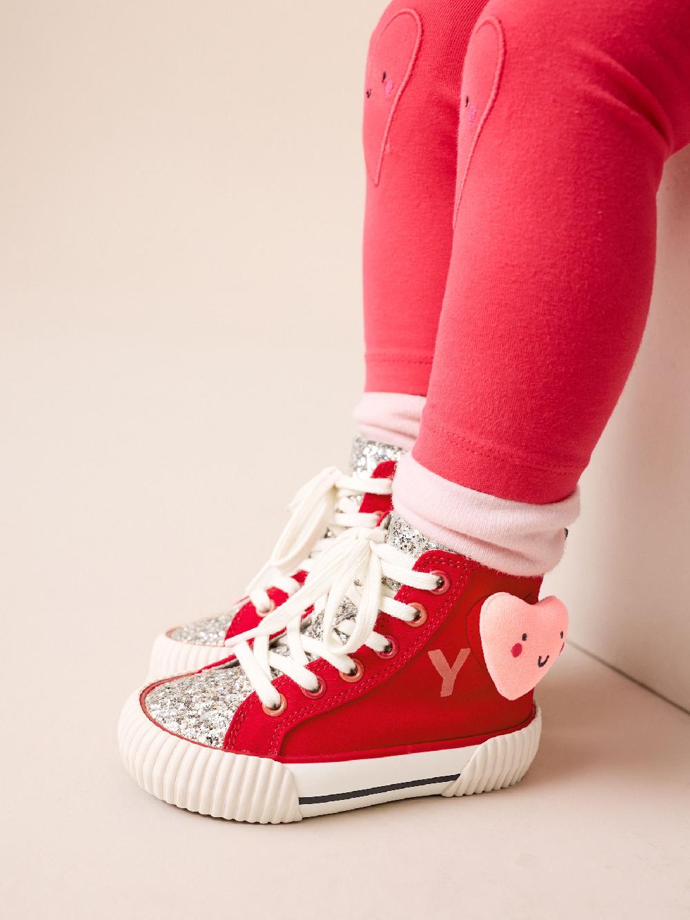 seraphine Red Heart Standard Fit (F) High Top Trainers
