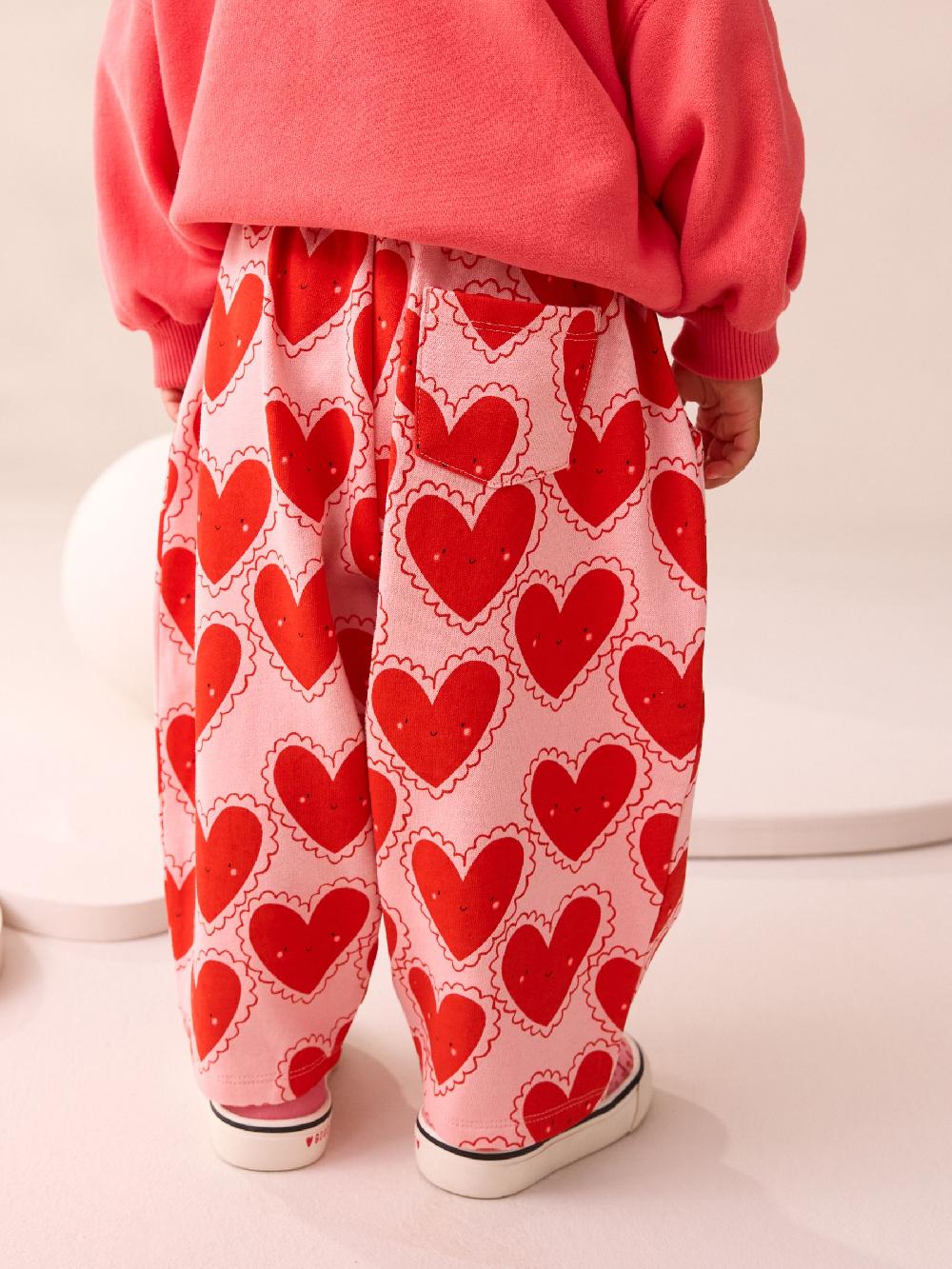 seraphine Red Heart Textured Barrel Leg Trousers (3mths-7yrs)