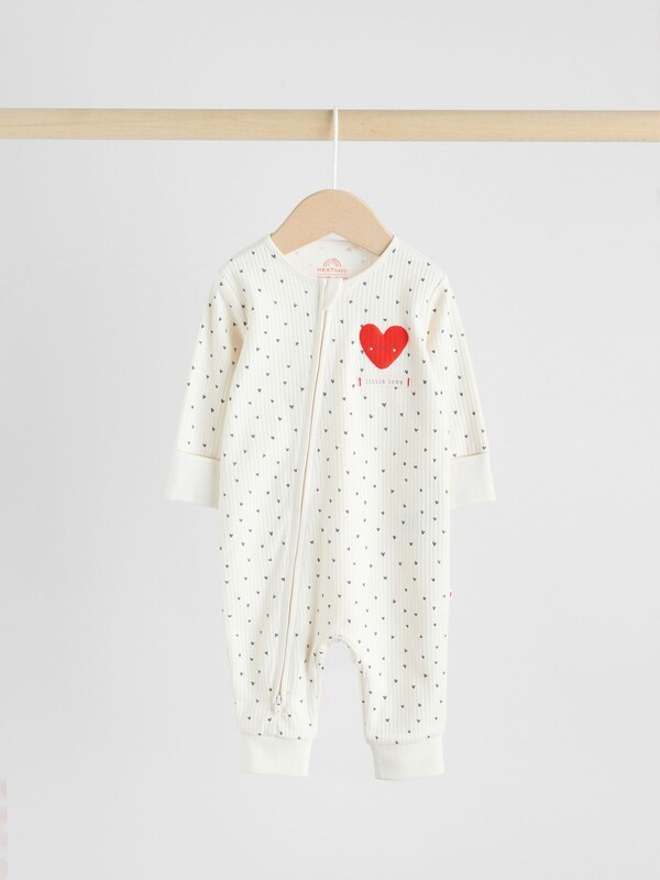 Seraphine Red Heart Two Way Zip Baby Sleepsuits 3 Pack (0mths-3yrs)