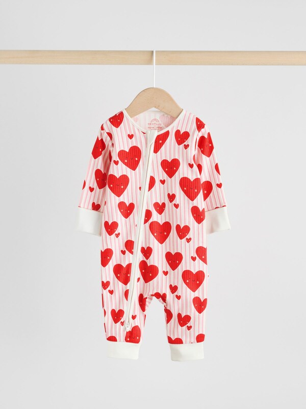 Seraphine Red Heart Two Way Zip Baby Sleepsuits 3 Pack (0mths-3yrs)