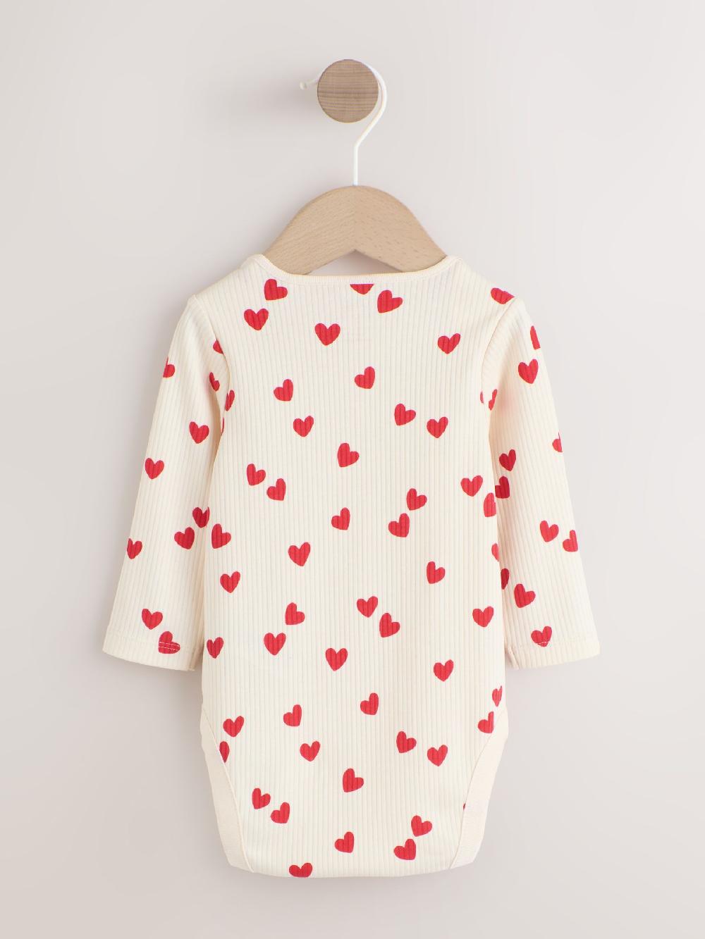 seraphine Red Heart Valentines Long Sleeve Baby Bodysuit