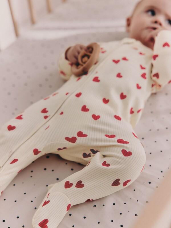 Seraphine Red Heart Valentines Valentines Two Way Zip Baby Sleepsuit (0-2yrs)