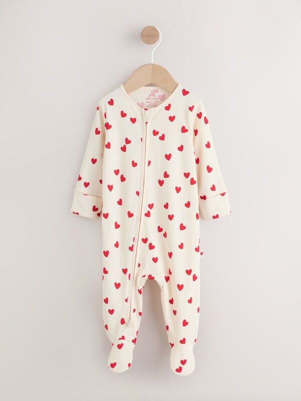 Seraphine Red Heart Valentines Valentines Two Way Zip Baby Sleepsuit (0-2yrs)