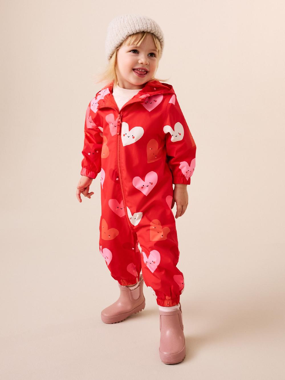 seraphine Red Heart Waterproof Printed Puddlesuit (3mths-7yrs)