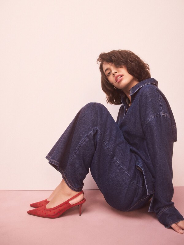 Seraphine Red Hearts Forever Comfort® Point Toe Mesh Slingback Heels