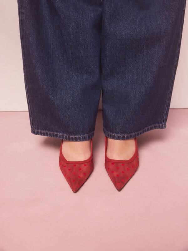 Seraphine Red Hearts Forever Comfort® Point Toe Mesh Slingback Heels