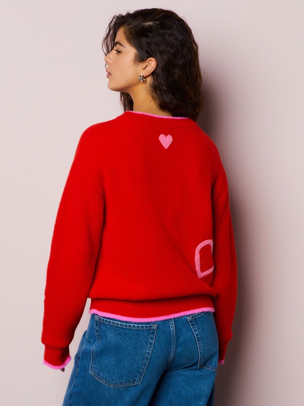 Seraphine Red/Pink Cosy Embroidered Valentines Jumper