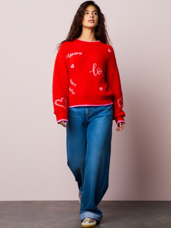 Seraphine Red/Pink Cosy Embroidered Valentines Jumper