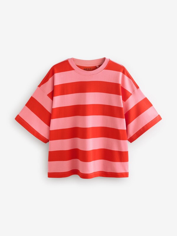 Seraphine Red/Pink Oversized Relaxed Fit Boxy Heavyweight Crew Neck T-Shirt