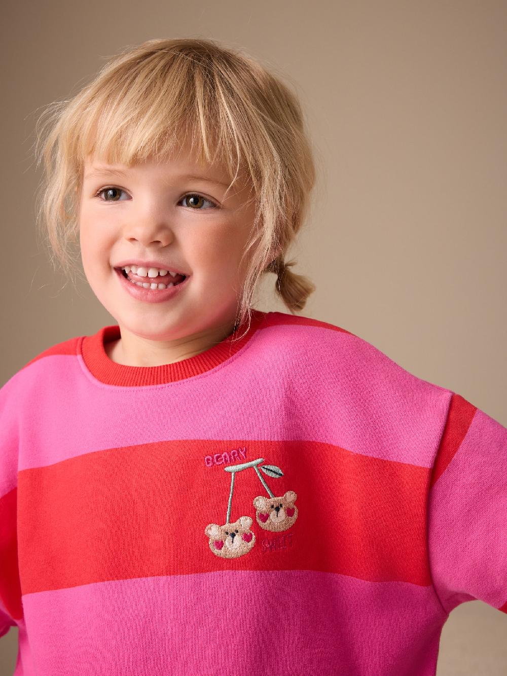 seraphine Red/Pink Stripe Crew Neck Sweatshirt (3mths-7yrs)