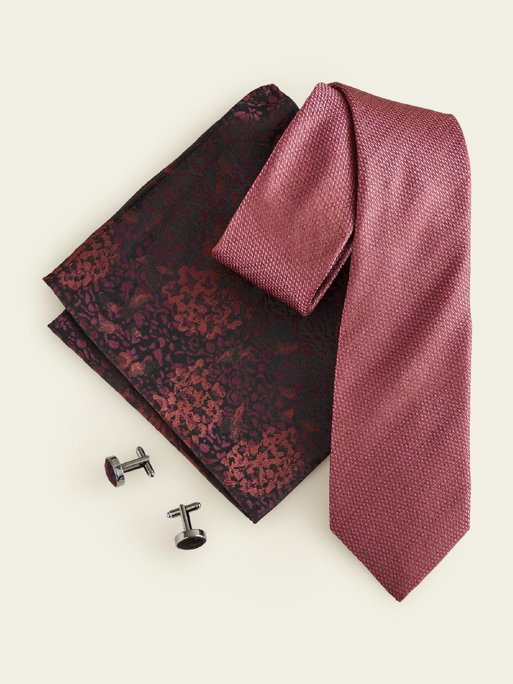 seraphine Red Silk Tie Pocket Square and Cufflink Gift Box