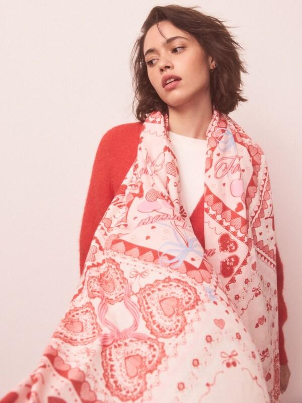 Seraphine Red Valentine Patchwork Lightweight Scarf