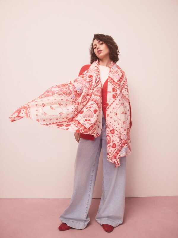 Seraphine Red Valentine Patchwork Lightweight Scarf