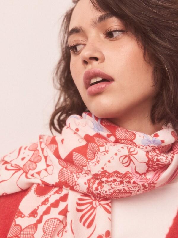 Seraphine Red Valentine Patchwork Lightweight Scarf