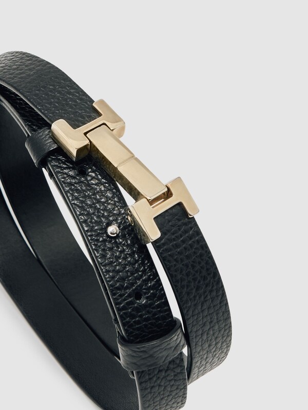 Seraphine Reiss Black Hayley Leather Square Hinge Belt