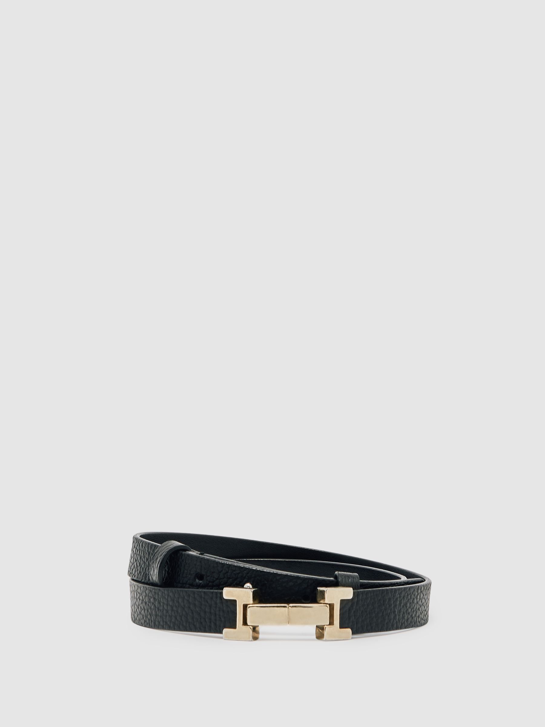 seraphine Reiss Black Hayley Leather Square Hinge Belt
