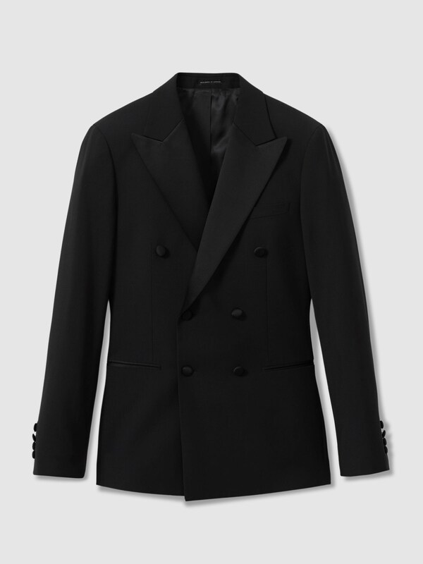 seraphine Reiss Black Poker Db Tailored-Fit Double-Breasted Tuxedo Jacket seraphine Reiss Black Poker Db Tailored-Fit Double-Breasted Tuxedo Jacket