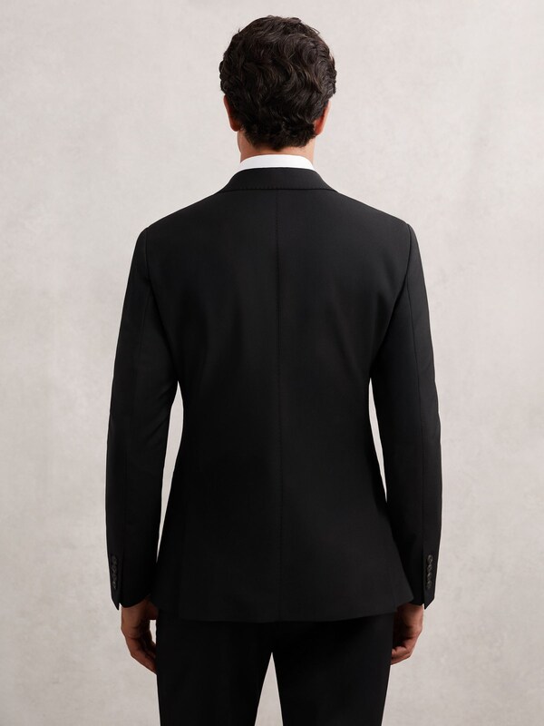 Seraphine Reiss Black Promise Wool-Blend Single-Breasted Suit Blazer Tailored-Fit