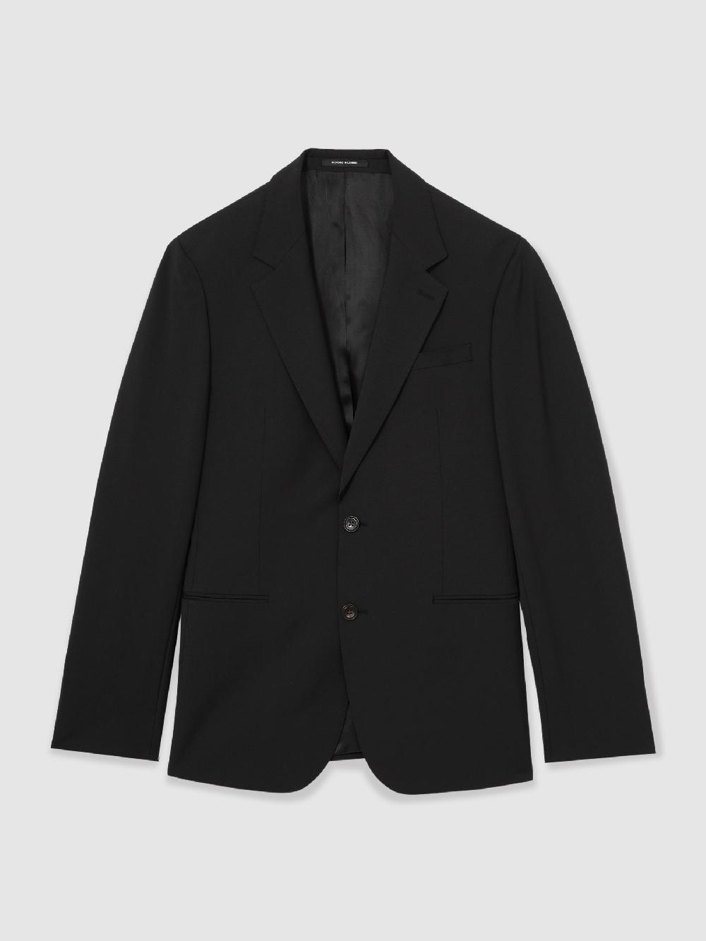 seraphine Reiss Black Promise Wool-Blend Single-Breasted Suit Blazer Tailored-Fit