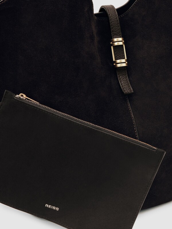 Seraphine Reiss Chocolate Lyra Leather And Suede Tote Bag