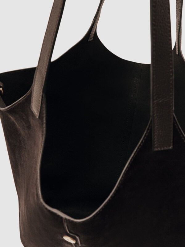 Seraphine Reiss Chocolate Lyra Leather And Suede Tote Bag