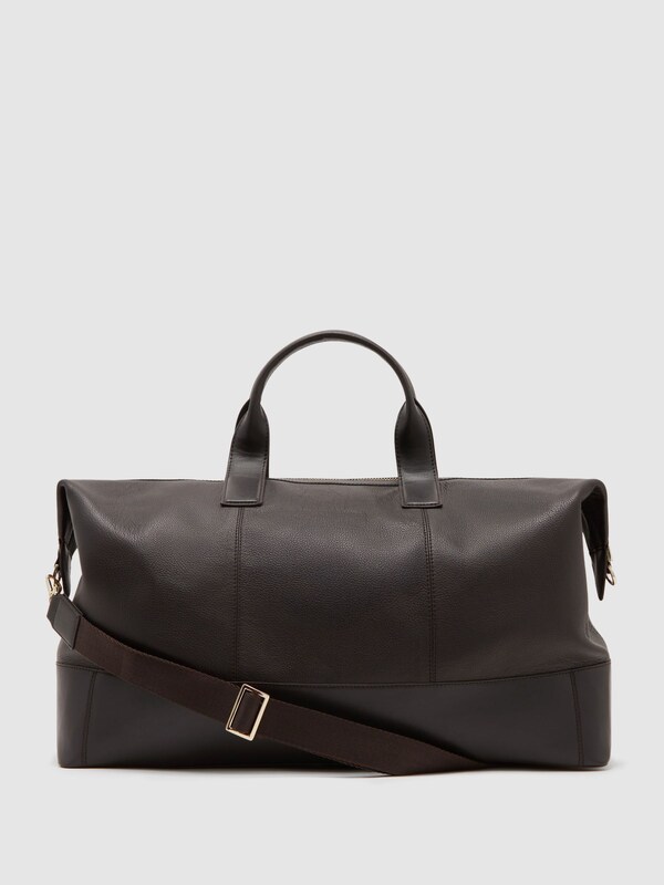 Seraphine Reiss Dark Brown Colton Micro-Grain Leather Weekend Bag