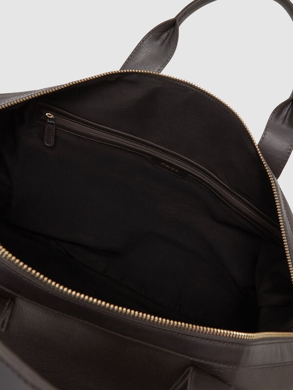 Seraphine Reiss Dark Brown Colton Micro-Grain Leather Weekend Bag