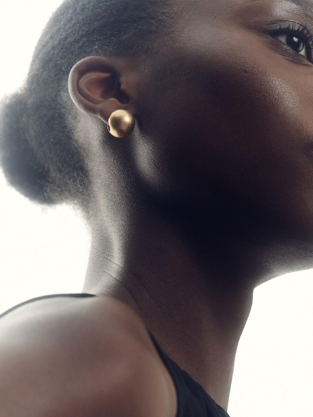 seraphine Reiss Gold Pollie Polished Ball Huggie Earrings