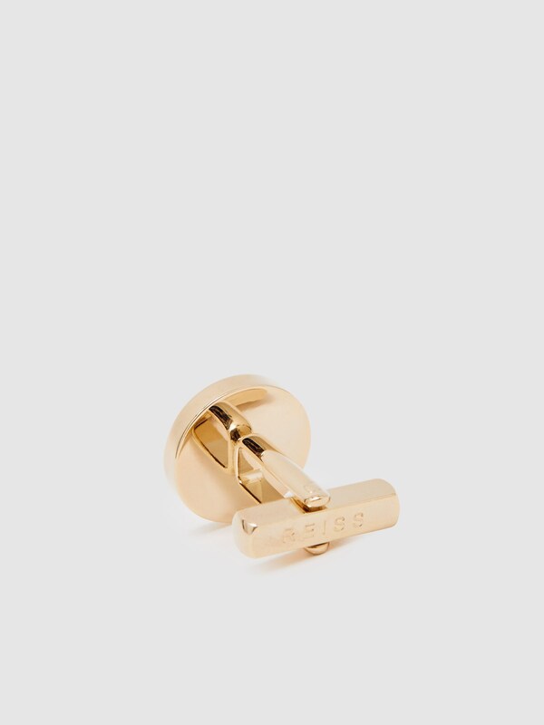 Seraphine Reiss Gold Tone Digby Inlaid Round Ridge Cufflinks