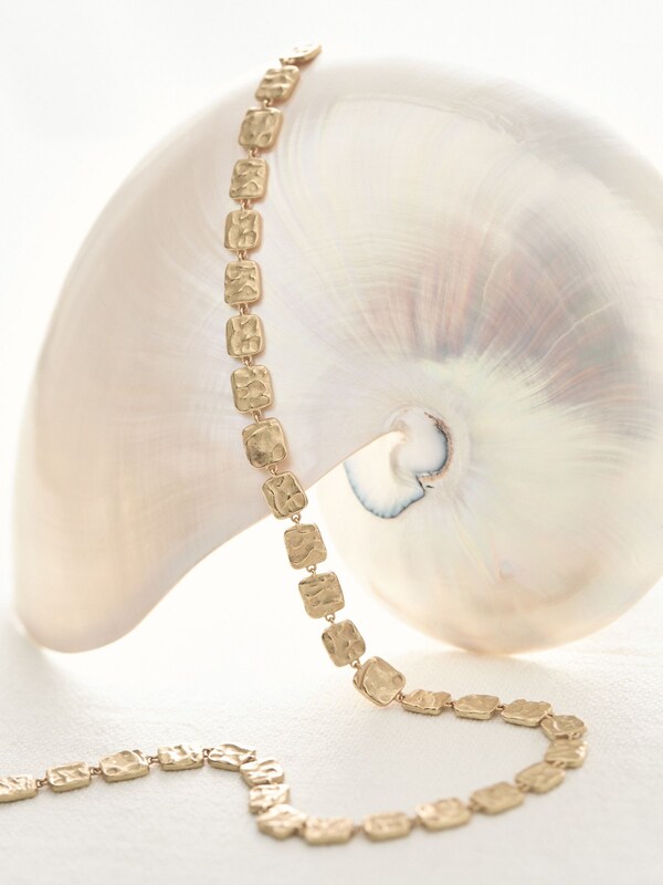 Seraphine Reiss Gold Tone Mila Molten Square Necklace