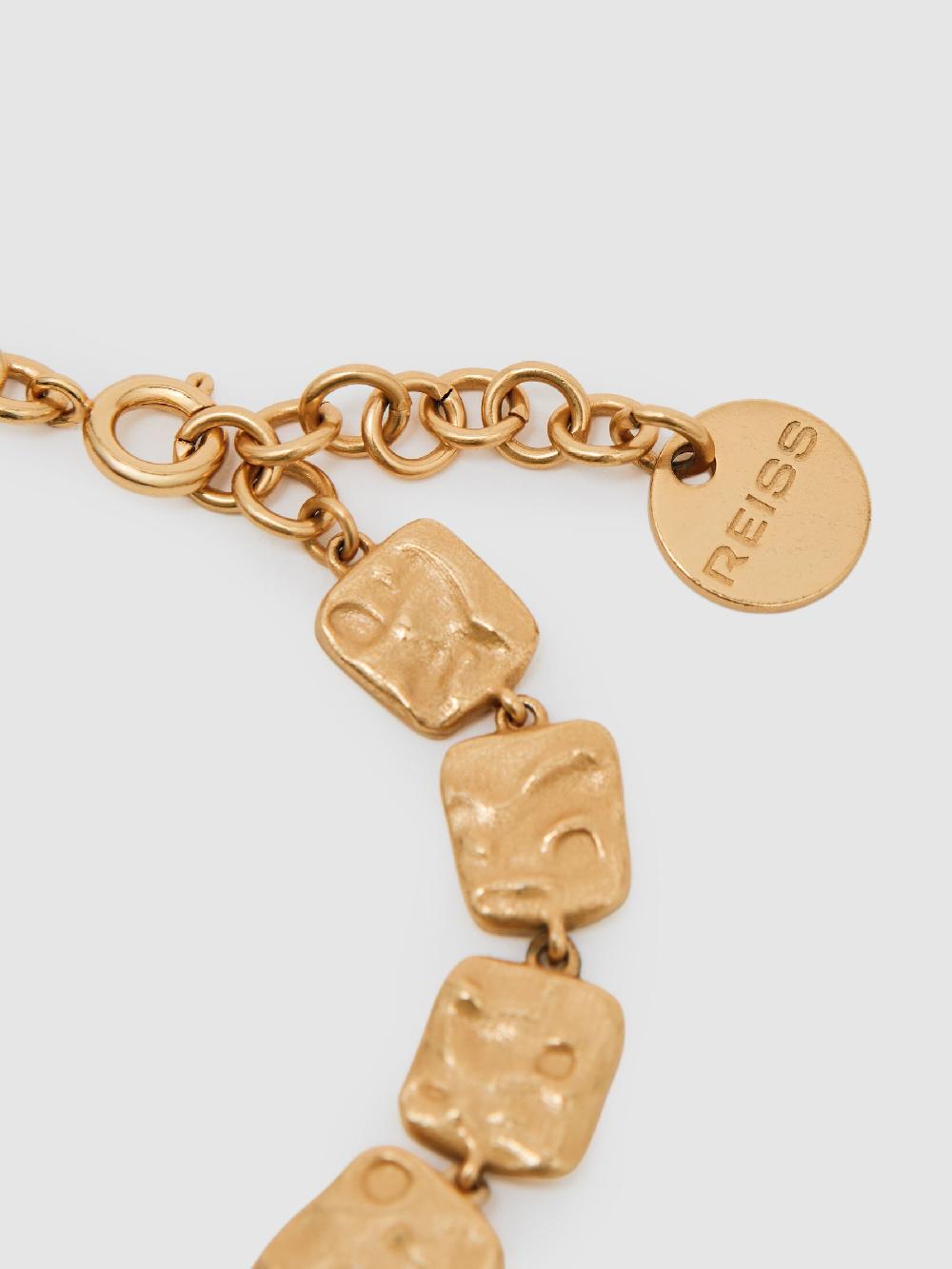 seraphine Reiss Gold Tone Millie Molten Square Bracelet