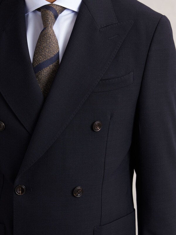 Seraphine Reiss Navy Belmont Double-Breasted Suit Jacket Tailored-Fit With Wool