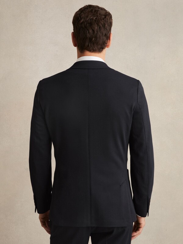 Seraphine Reiss Navy Gerrard Single-Breasted Jersey Suit Blazer Tailored-Fit