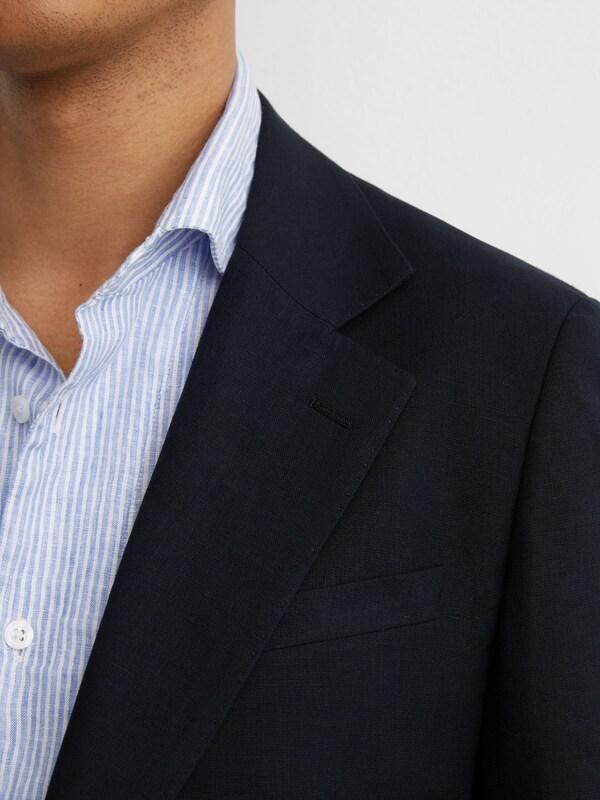 Seraphine Reiss Navy Kin Single Breasted Linen Blazer Tailored-Fit