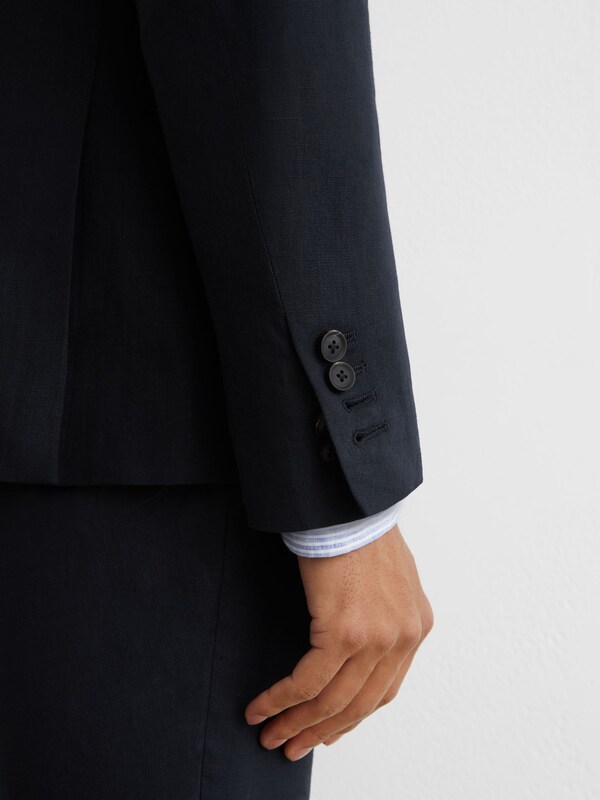 Seraphine Reiss Navy Kin Single Breasted Linen Blazer Tailored-Fit