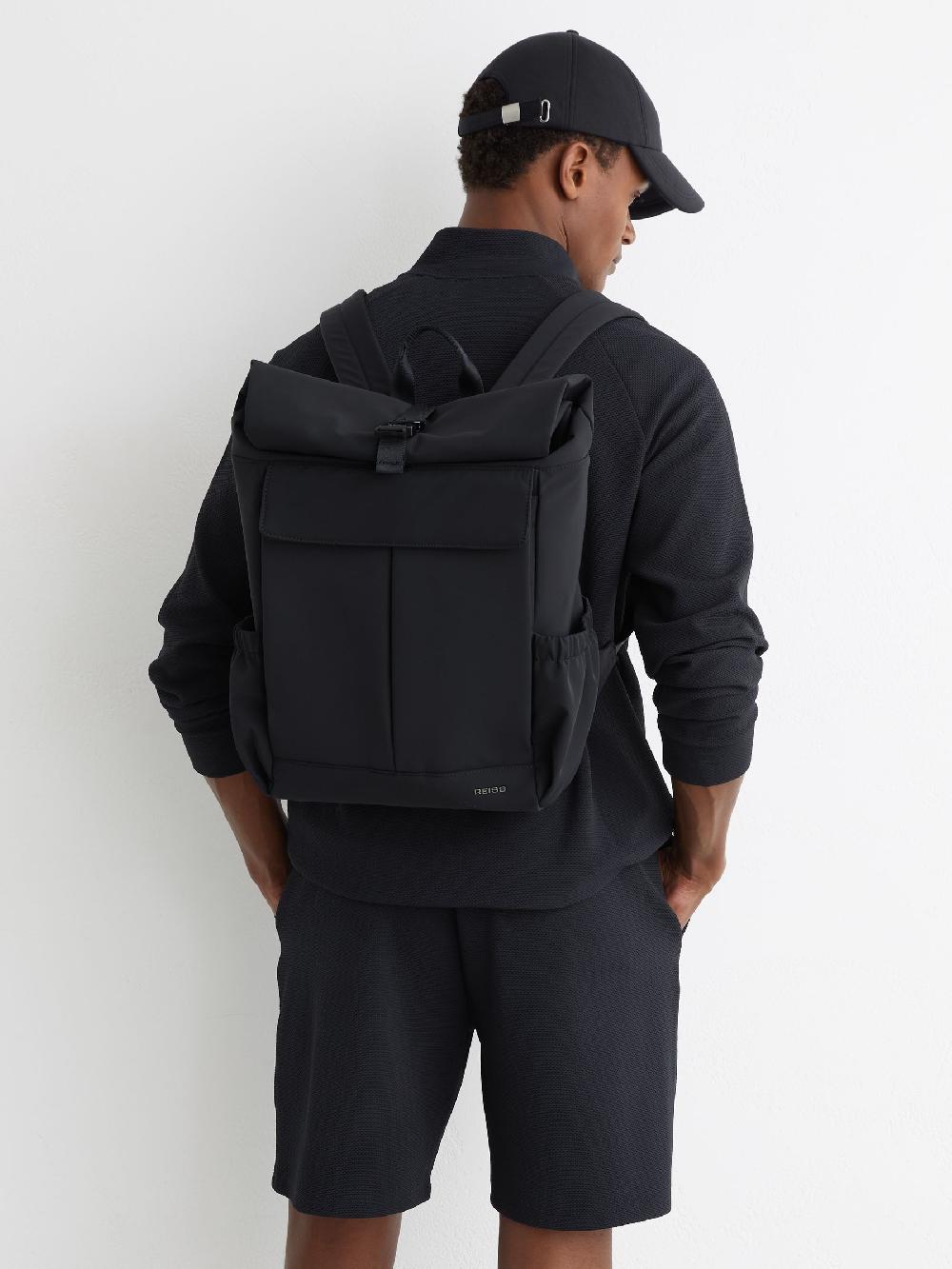 seraphine Reiss Navy Pascal Technical Roll-Top Backpack
