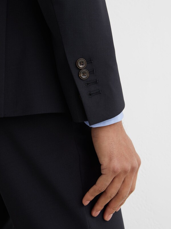 Seraphine Reiss Navy Promise Wool-Blend Single-Breasted Suit Blazer Tailored-Fit