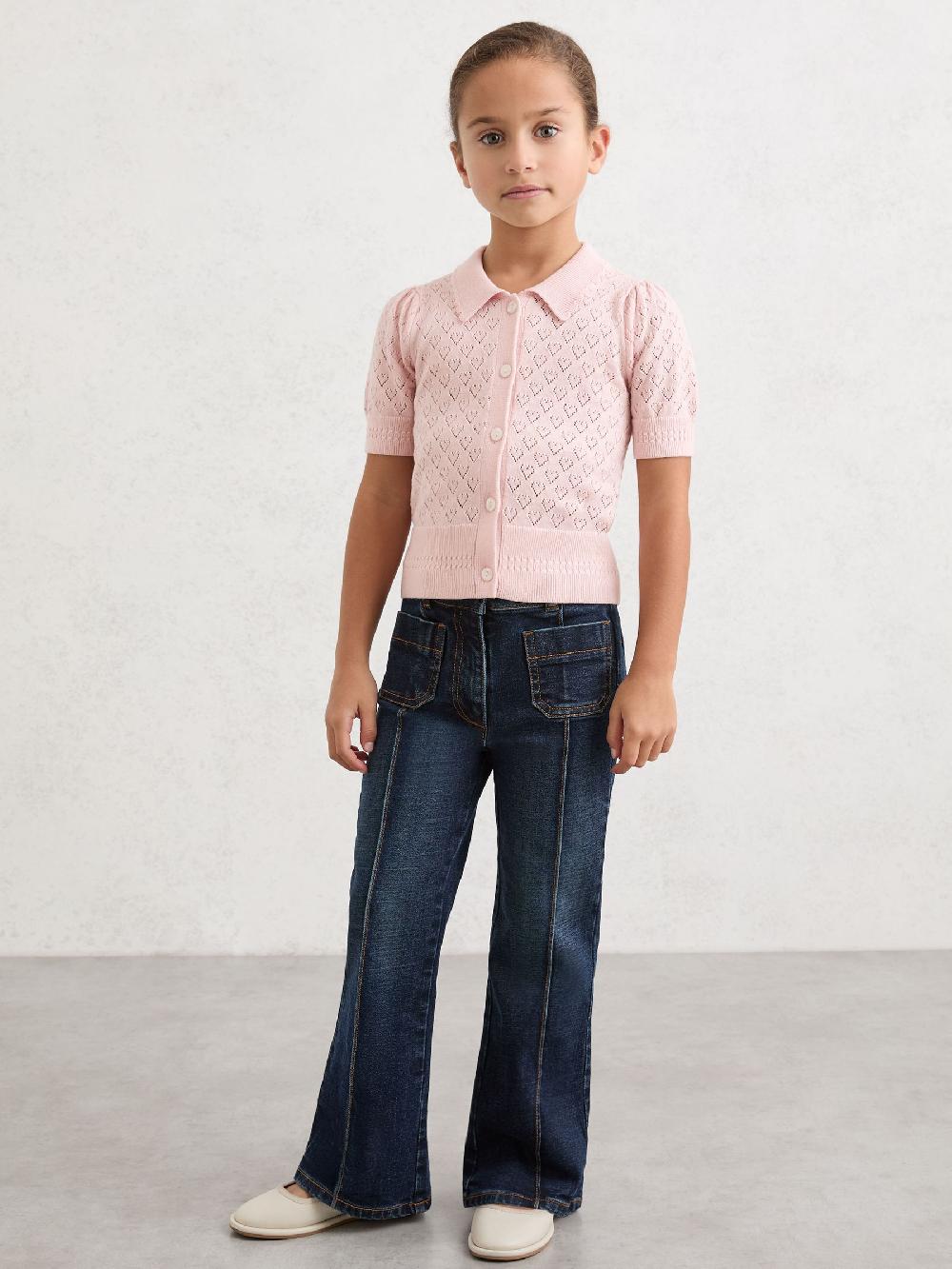 seraphine Reiss Pink Ava 13-14 yrs Cotton and Wool Heart-Pointelle Top