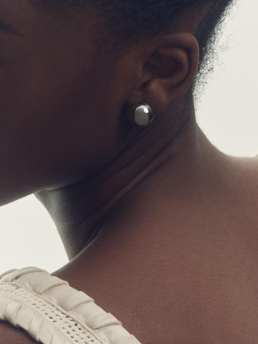 seraphine Reiss Silver Tone Pollie Polished Ball Huggie Earrings